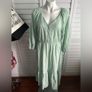 NWT Pastel Mint Buttoned Textured Maxi Dress